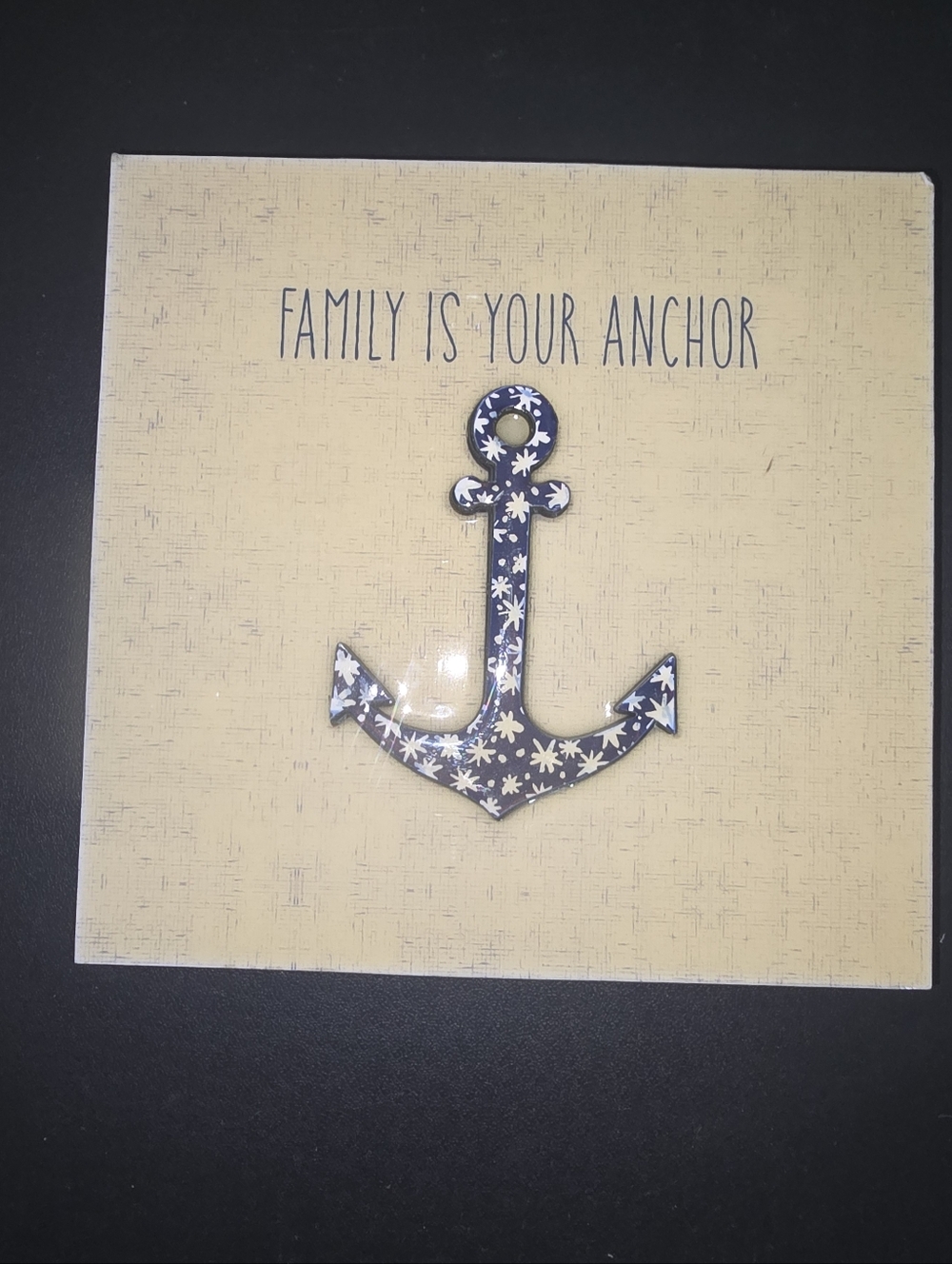 Navy Floral Anchor Wall Art - "Family Is Your Anchor" Free Standing Sign